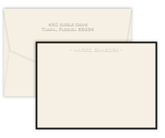 Triple Thick Bordered Embossed One Line Flat Note Cards